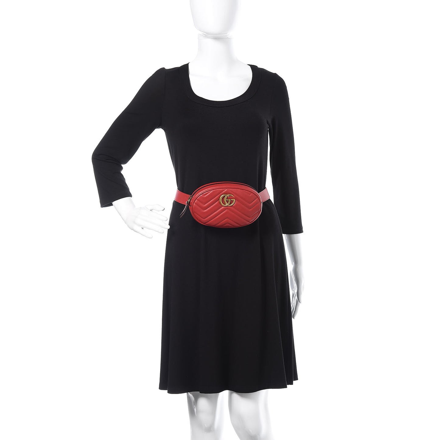 Calfskin Matelasse GG Marmont Belt Bag 75 30 Hibiscus Red