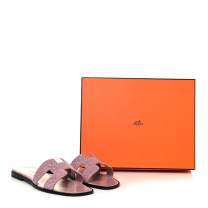 Hermes Suede Goatskin Crystal Powder Oran Sandals 38.5 Rose 9 of 9