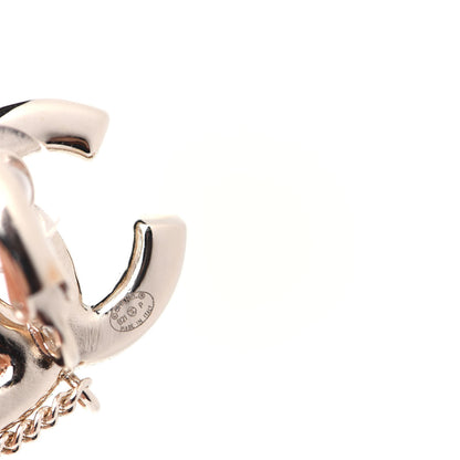 Chanel Crystal CC Chain Cuff Single Clip On Earring Gold Pearly White 3 of 6