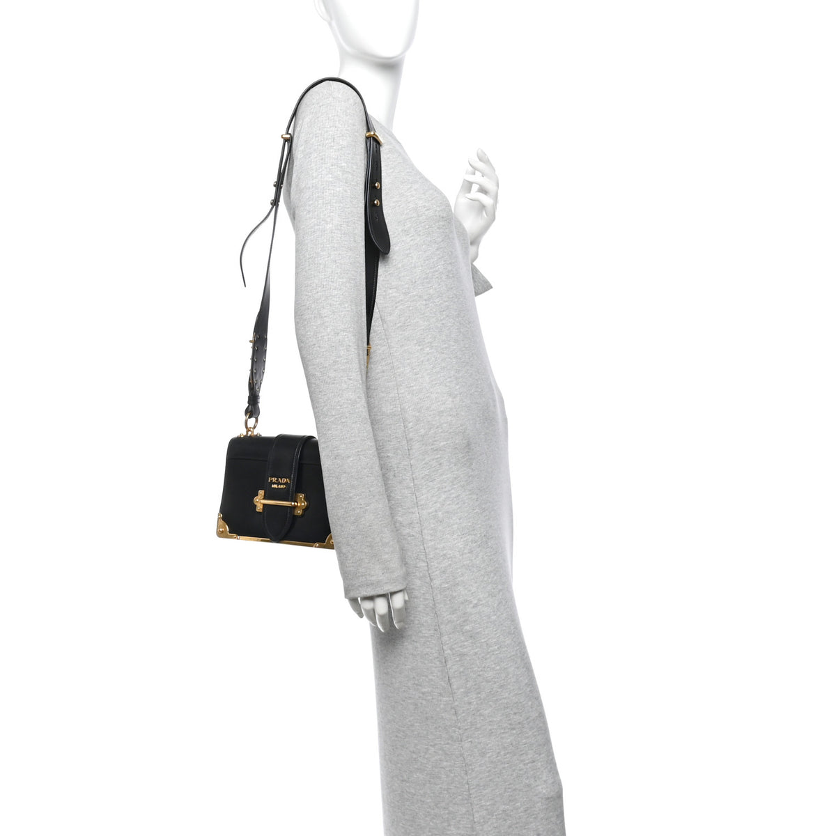 Prada City Calf Saffiano Cahier Bag Black 2 of 11