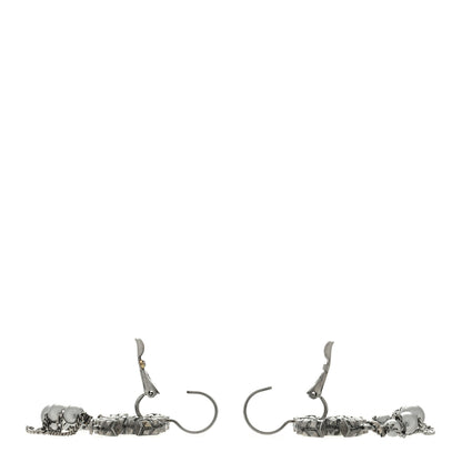 Chanel Ruthenium Spike Beaded CC Drop Earrings Grey 3 of 4