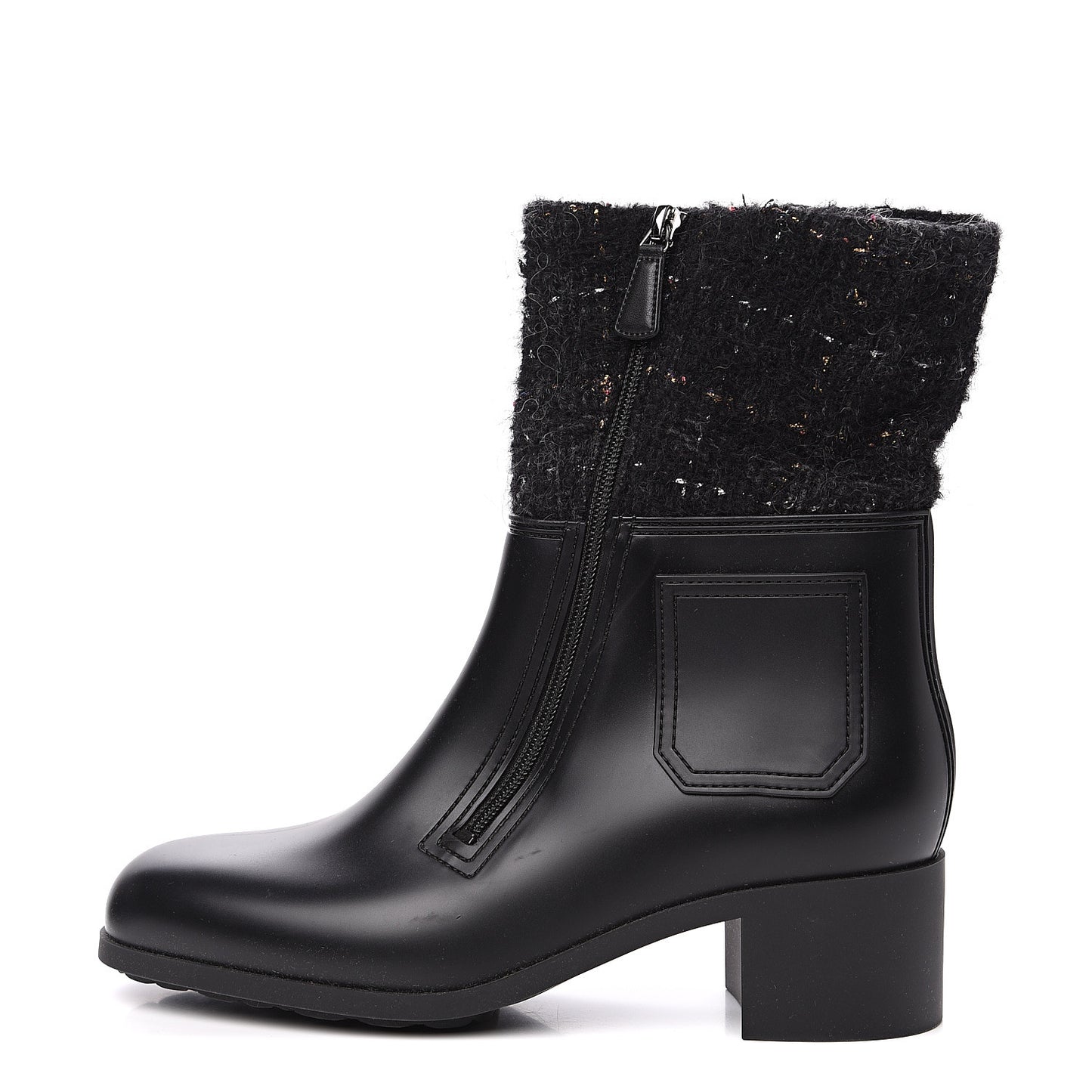 PVC Tweed High Boots 41 Black