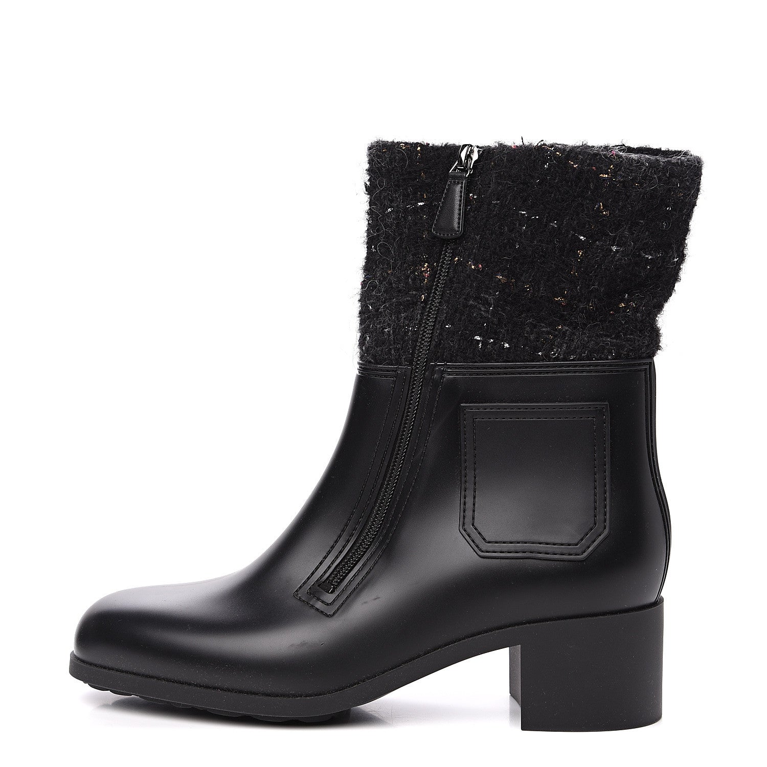 Chanel PVC Tweed High Boots 41 Black 1 of 10