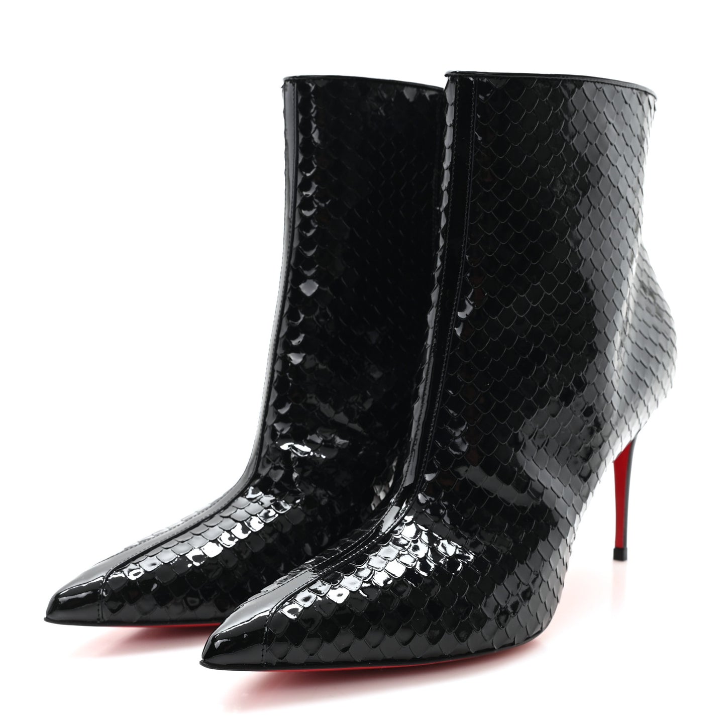 Patent Calfskin Snakeskin Embossed So Kate Booty 85 Ankle Boots 37.5 Black