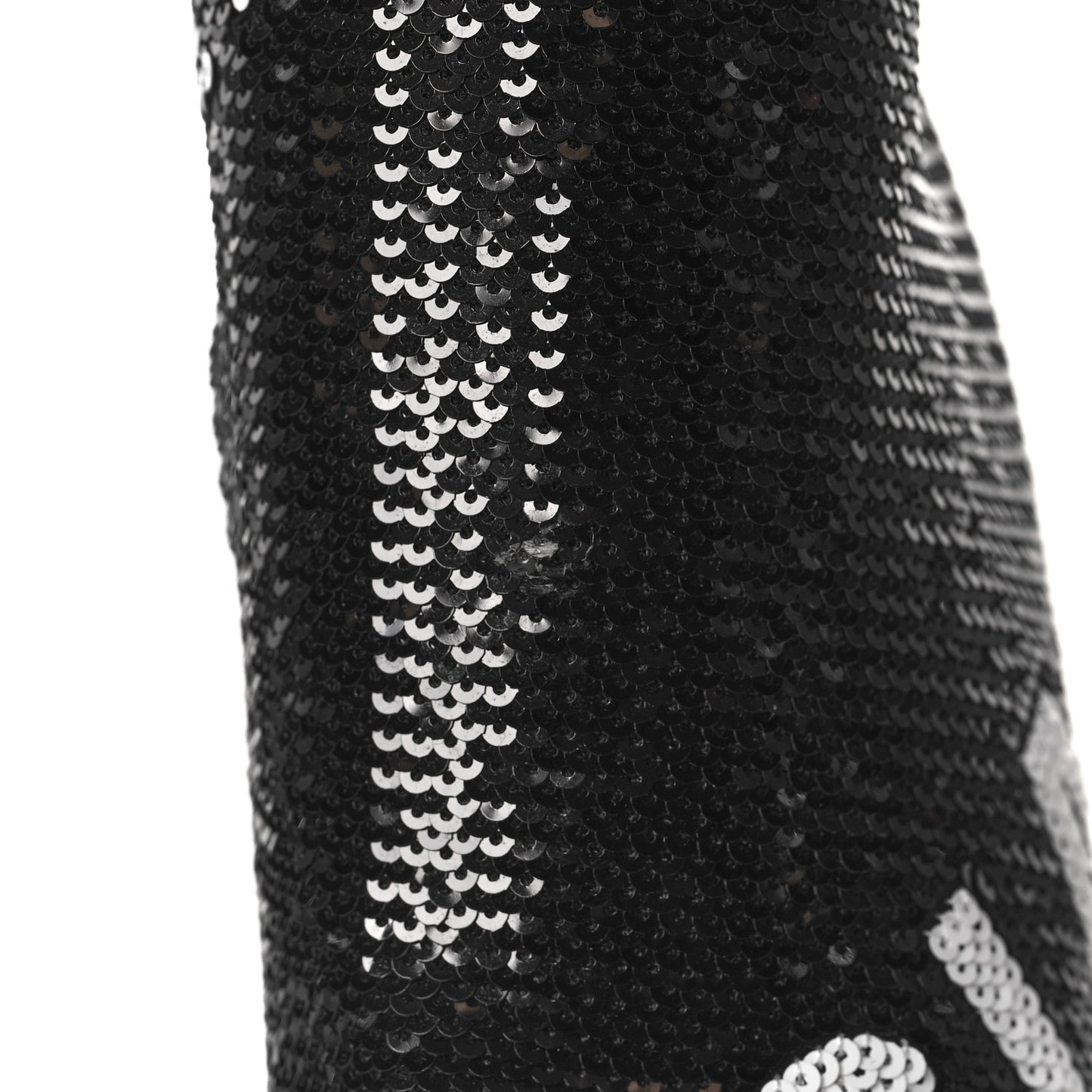 Sequin Spandex Logo 110mm Knife Thigh High Boots 35.5 Black