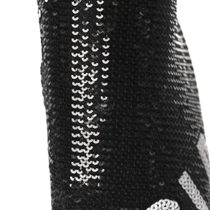 Balenciaga Sequin Spandex Logo 110mm Knife Thigh High Boots 35.5 Black 7 of 7