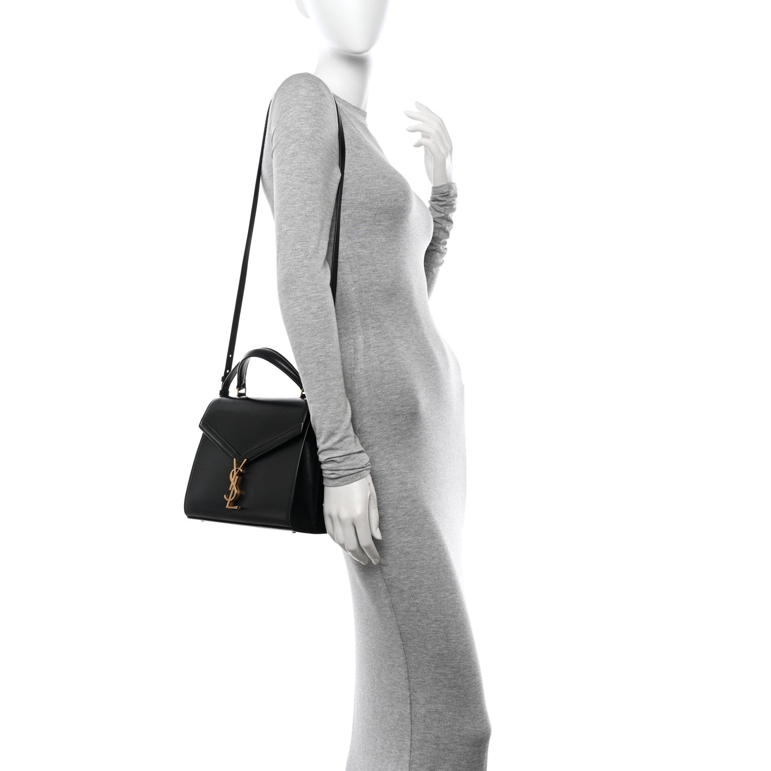 Saint Laurent Smooth Calfskin Medium Classic Monogram Cassandra Top Handle Black Rouge Legion 2 of 13
