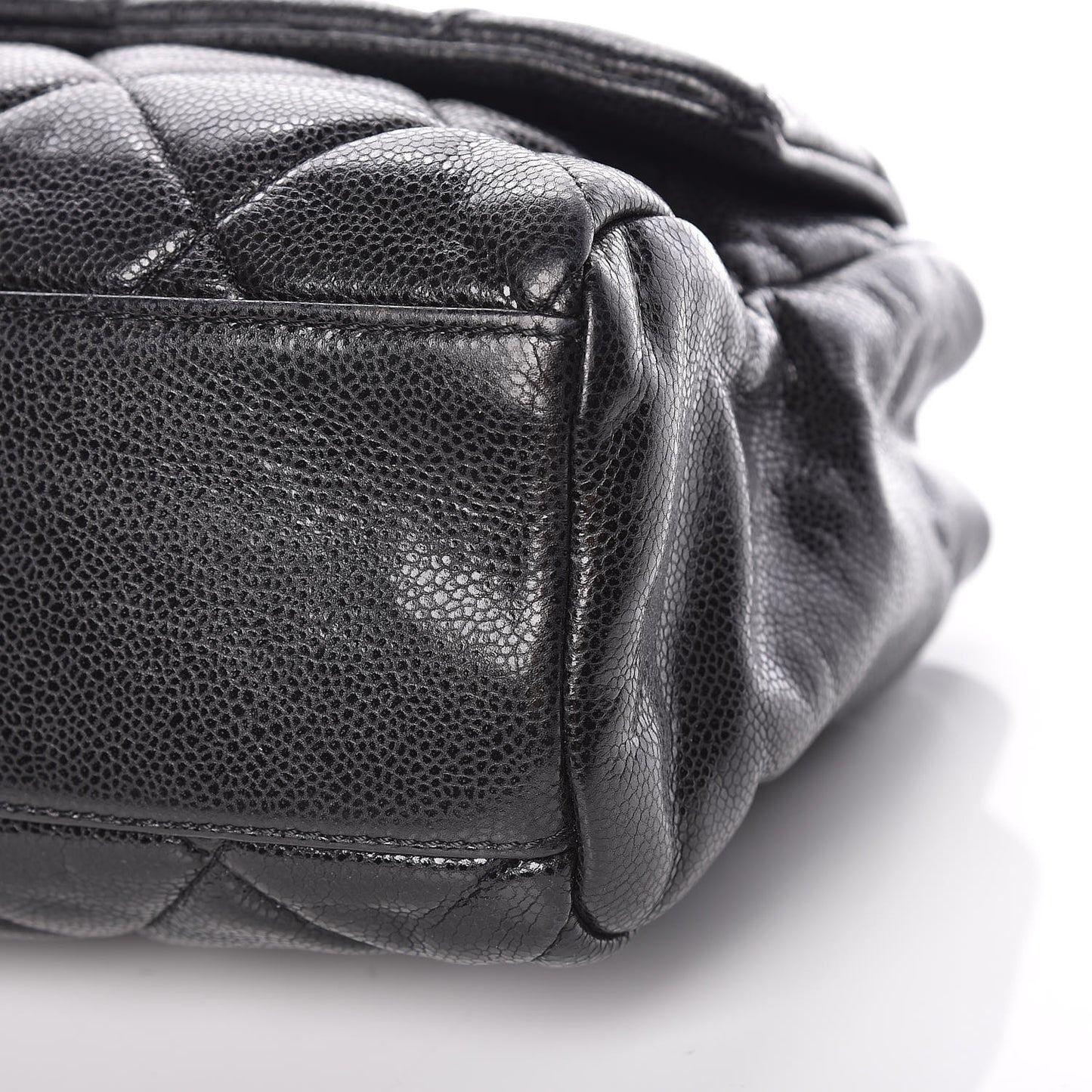 Glazed Caviar Medium Nature Flap Bag Black