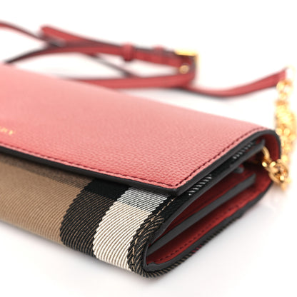 Burberry Grainy Calfskin House Check Henley Wallet On Chain Cinnamon Red 16 of 16