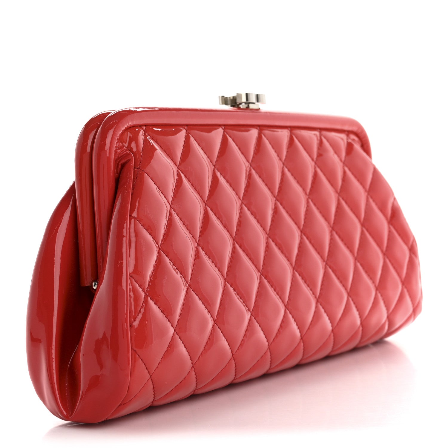 Chanel Patent Quilted Timeless Clutch Red 3 of 7