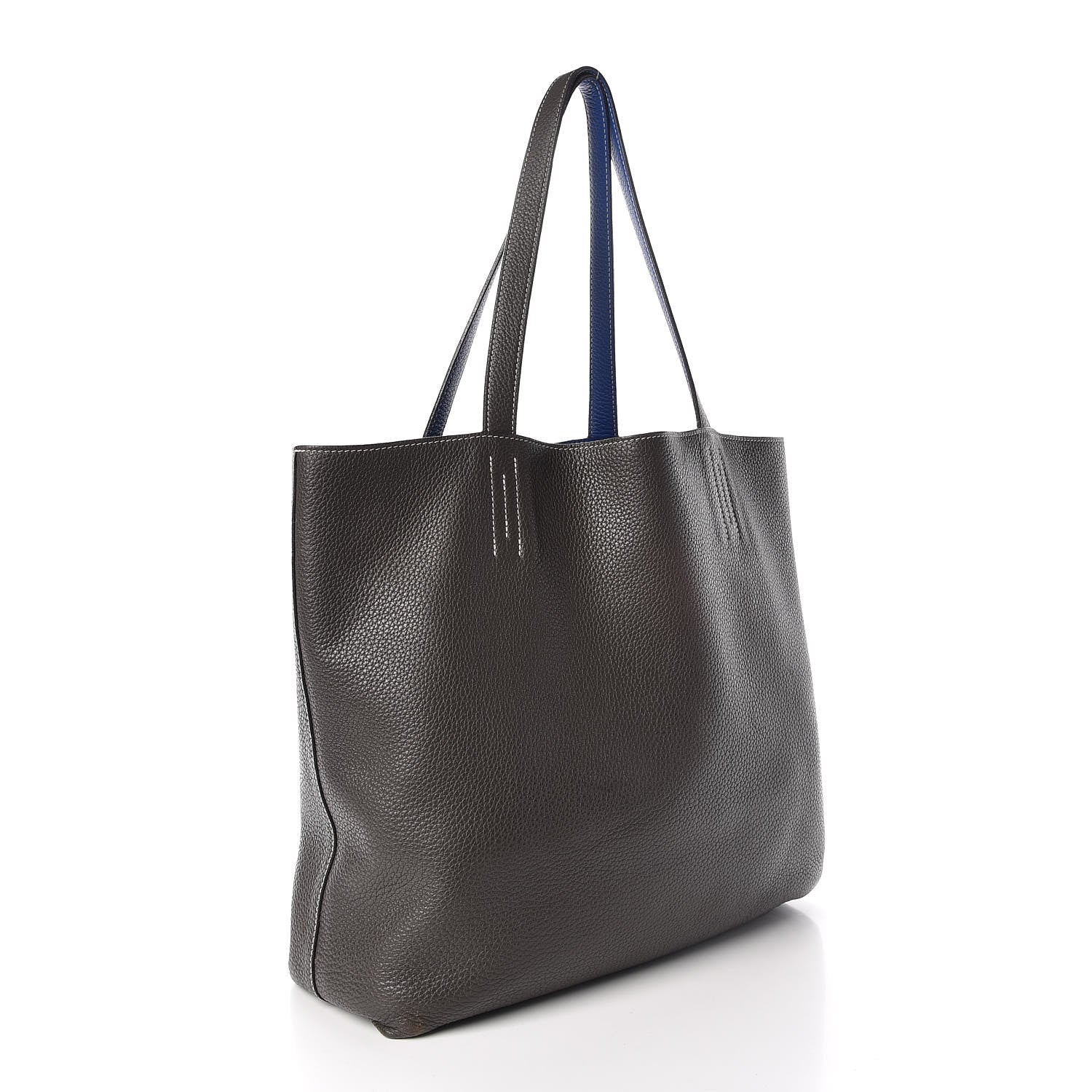 Hermes Taurillon Clemence Double Sens 36 Reversible Tote Graphite Bleu Electrique 3 of 23