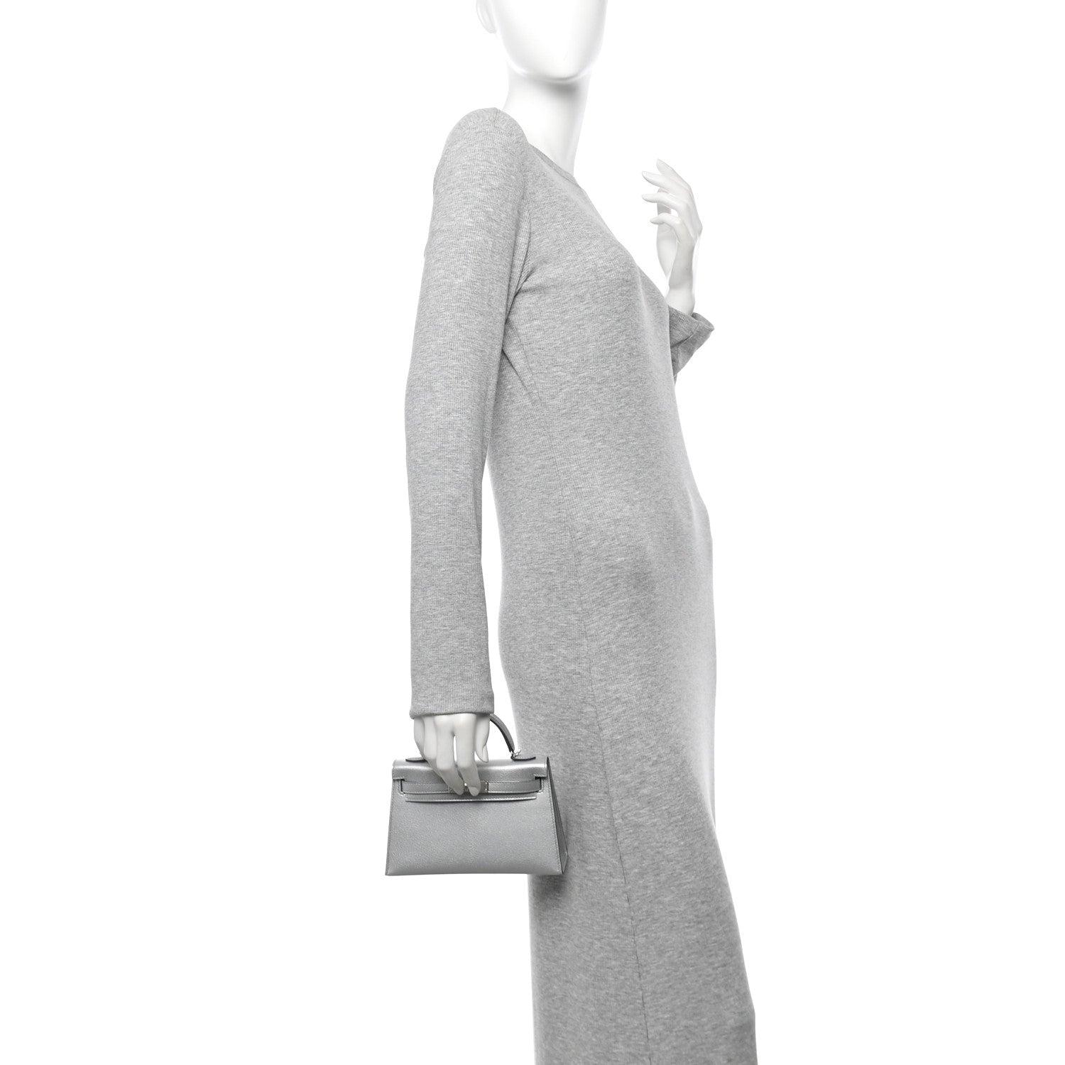 Hermes Metallic Chevre Chamkilight Mini Kelly Sellier 20 Argent 2 of 10