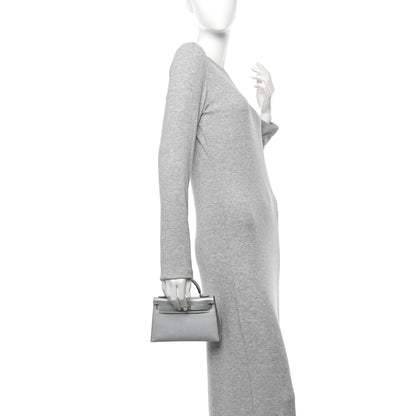 Hermes Metallic Chevre Chamkilight Mini Kelly Sellier 20 Argent 2 of 10