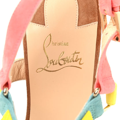 Christian Louboutin Veau Velours Pyraclou 110 Wedge Sandals 39 Biscotto 7 of 8