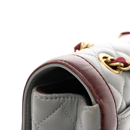 Chanel Lambskin Quilted Medium Two Tone Day Flap Grey Burgundy Grey Burgundy 11 of 11