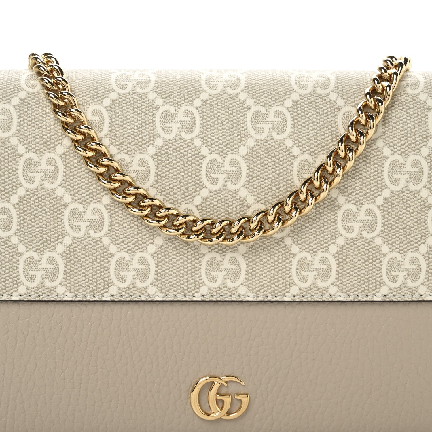Gucci Dollar Calfskin GG Supreme Monogram Mini GG Marmont Chain Wallet Beige White 7 of 11