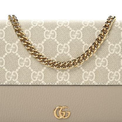 Gucci Dollar Calfskin GG Supreme Monogram Mini GG Marmont Chain Wallet Beige White 7 of 11