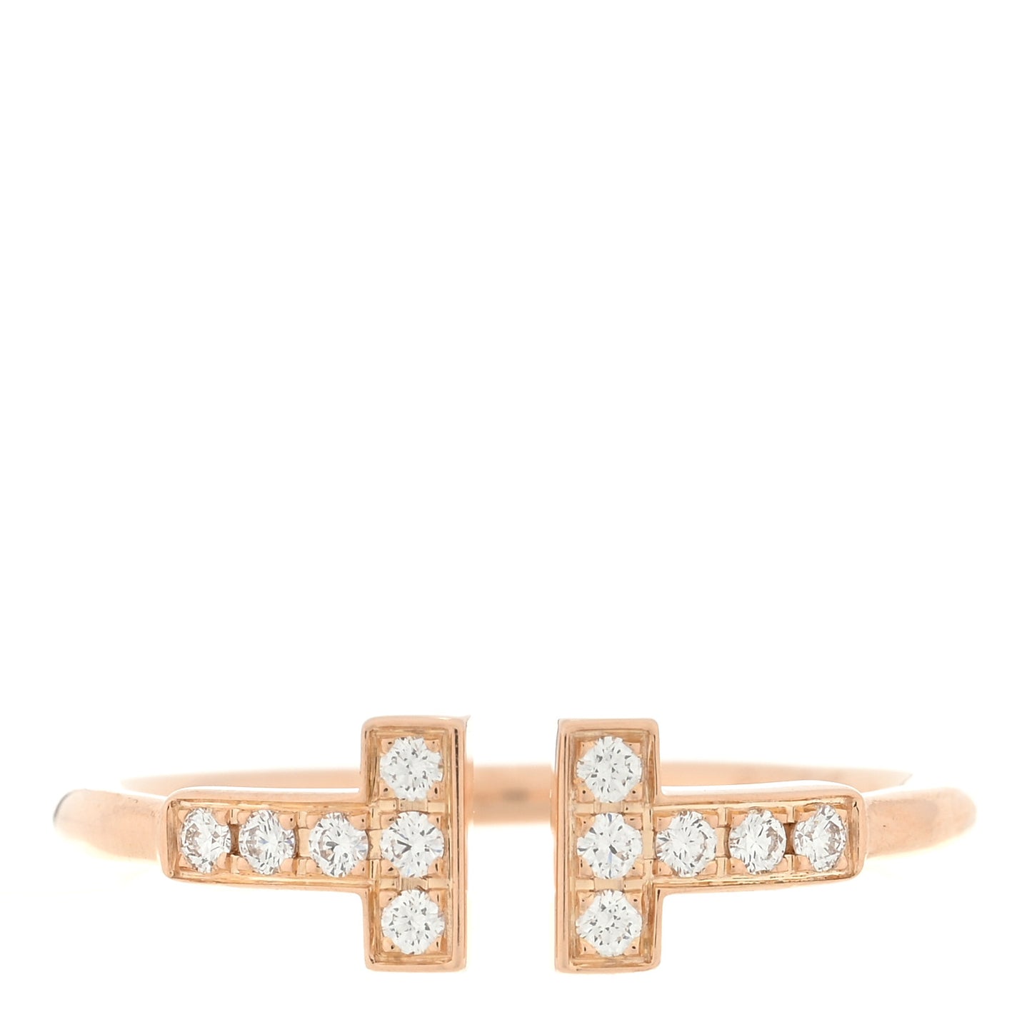 18K Rose Gold Diamond T Wire Ring 53 6.5