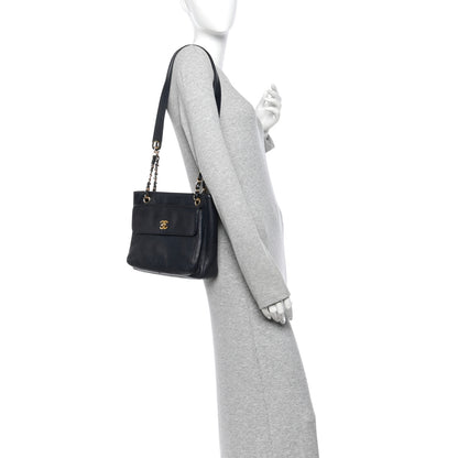 Chanel Caviar Flap CC Shoulder Bag Navy 2 of 13