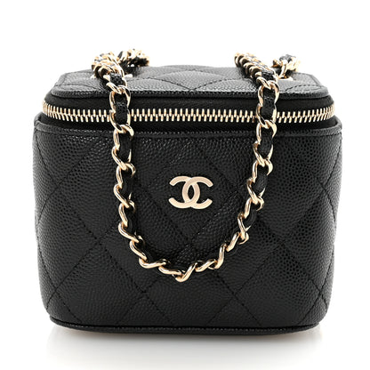 Chanel Caviar Quilted Mini Vanity Case With Chain Black 1 of 10