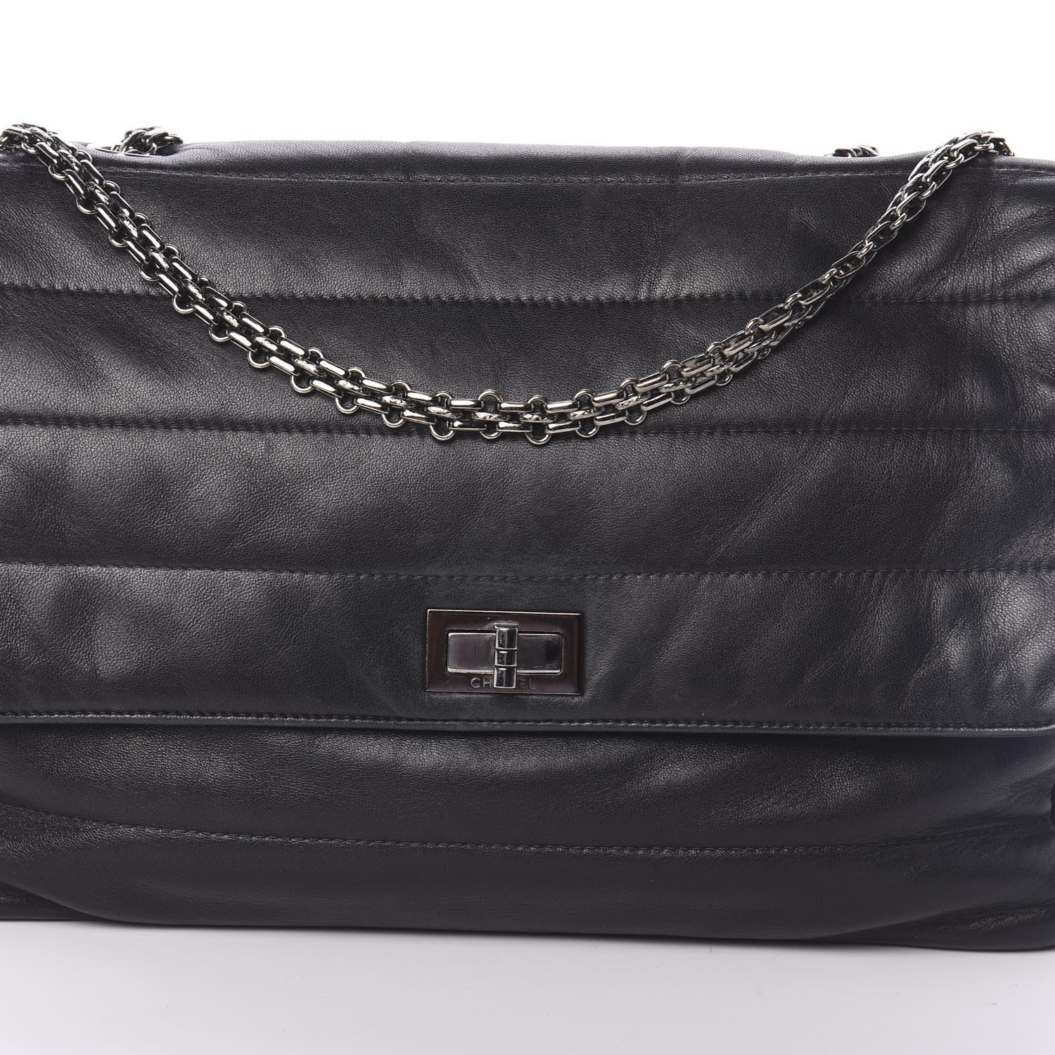 Chanel Lambskin Horizontal Quilt Mademoiselle Flap Black 8 of 10