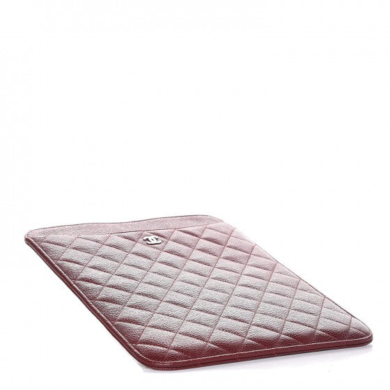 Caviar Quilted iPad Case Dark Red