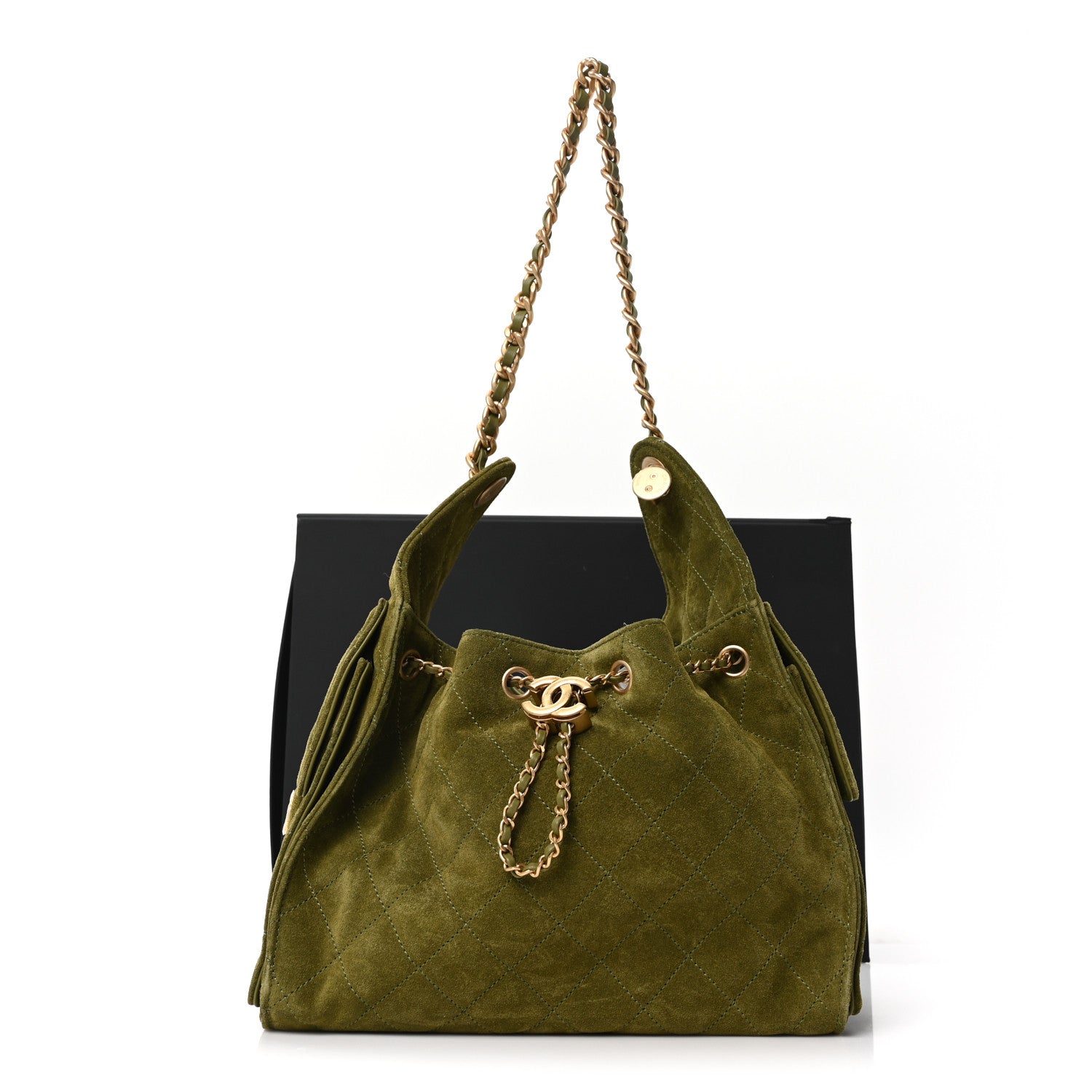Chanel Suede Quilted Small Chanel 25 Handbag Khaki 11 of 11
