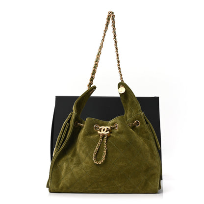 Chanel Suede Quilted Small Chanel 25 Handbag Khaki 11 of 11