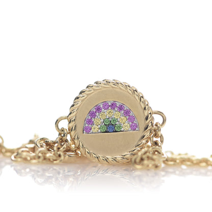 David Yurman 18K Yellow Gold Pink Yellow Sapphire Tsavorite Collectibles Rainbow Bracelet 6 of 6
