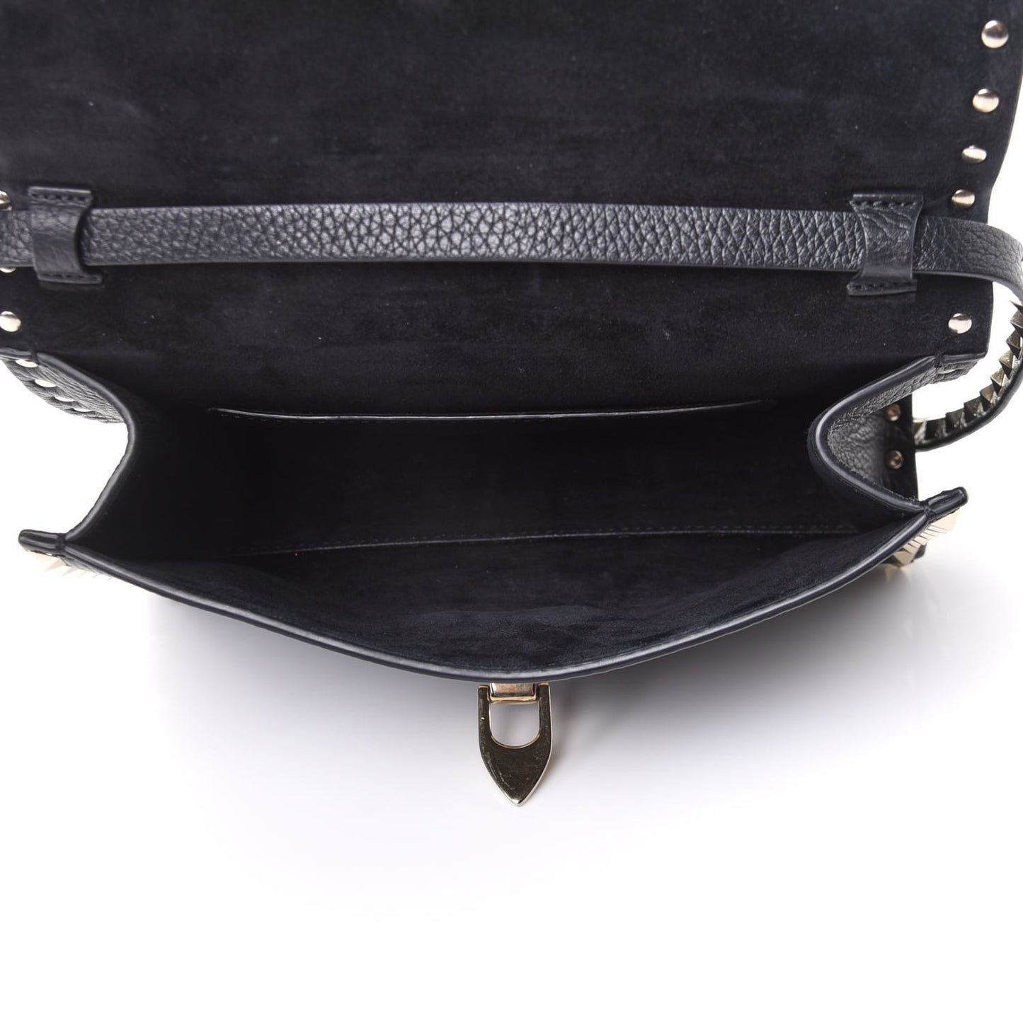 Vitello Medium Rockstud Flip Lock Crossbody Bag Black