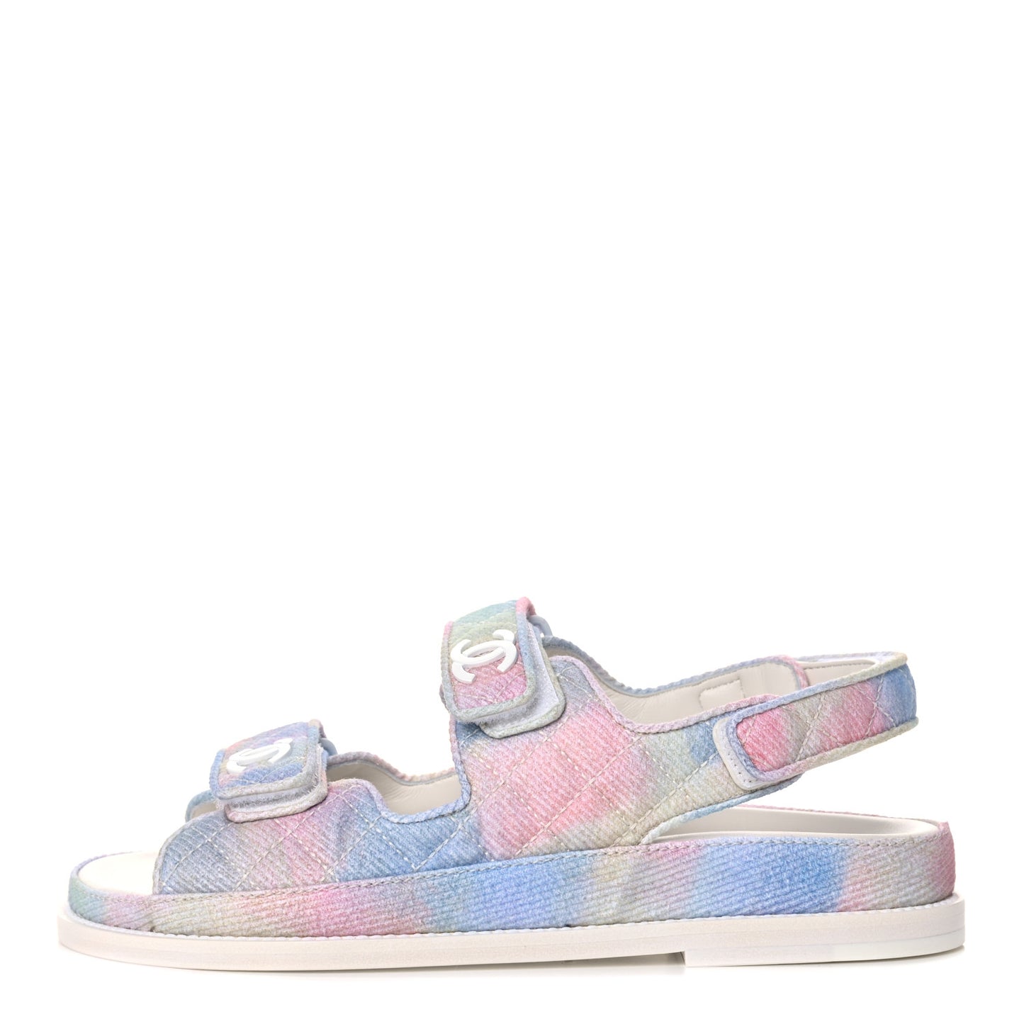 Printed Fabric Quilted Dad Sandals 38 Green Pink Blue