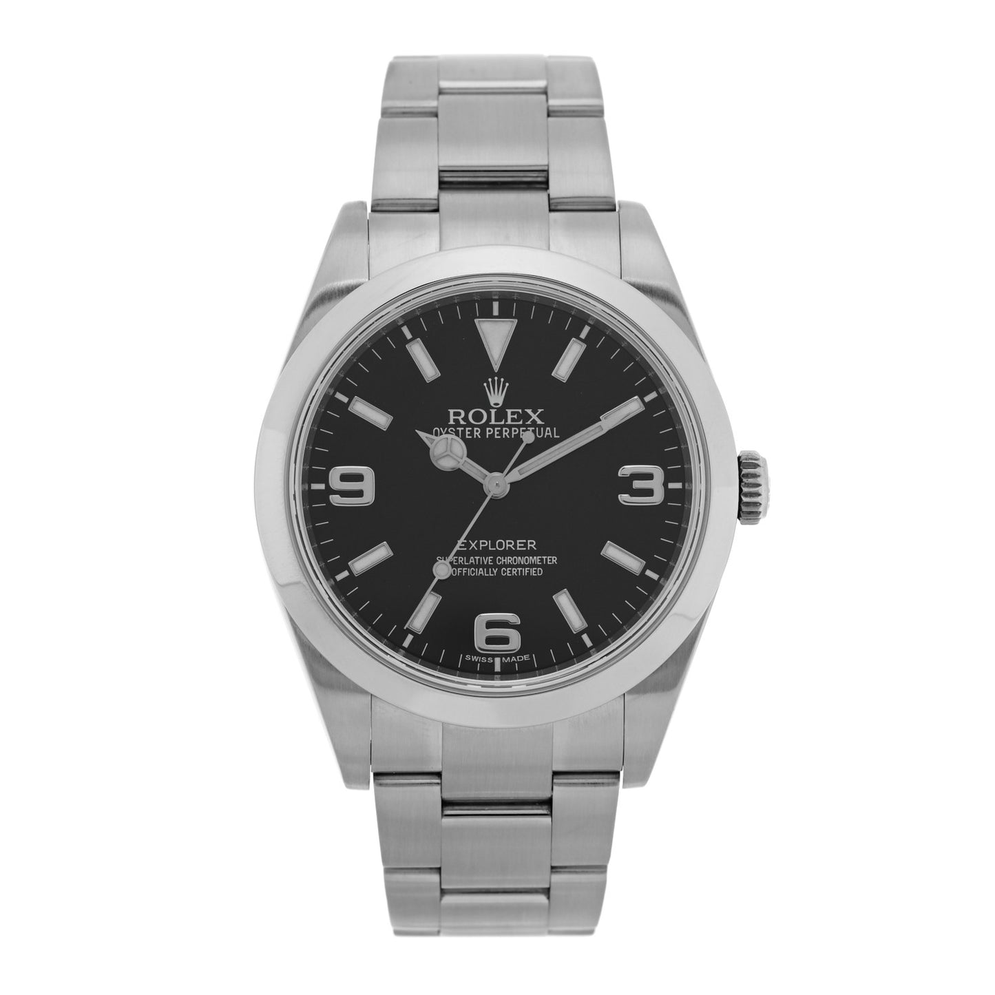 Stainless Steel 39mm Oyster Perpetual Explorer Watch Black 214270