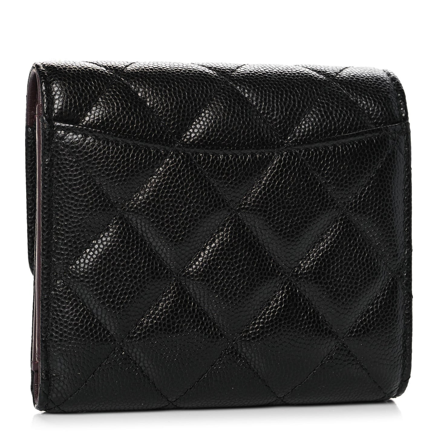 Caviar Quilted Small Flap Wallet Black