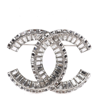 Chanel Baguette Crystal CC Brooch Silver 1 of 5