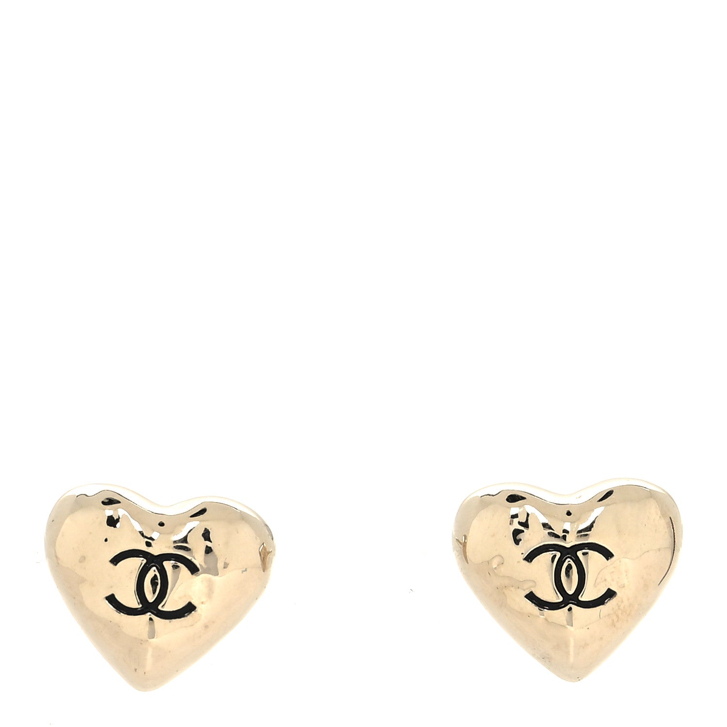 Chanel CC Heart Earrings Gold 1 of 4