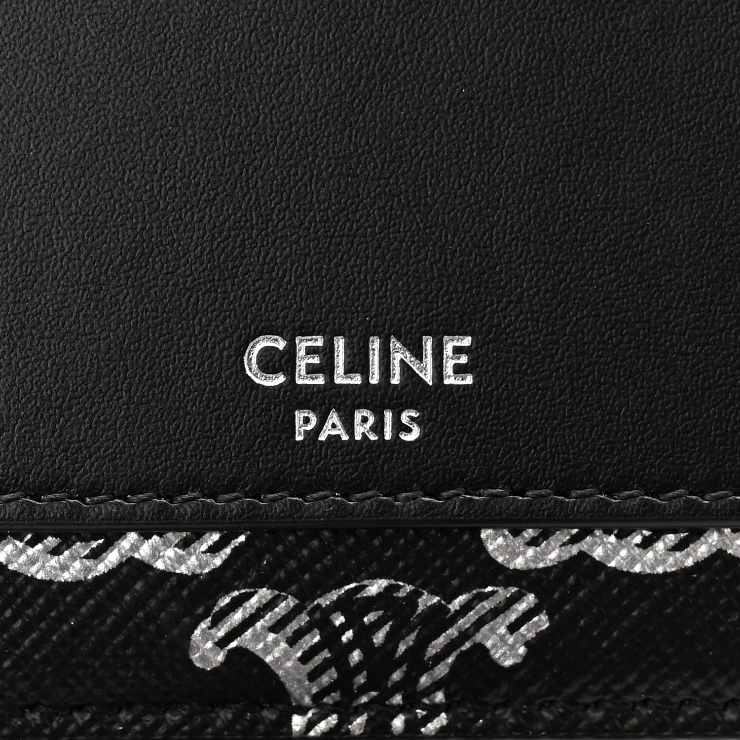 Celine Triomphe Canvas Horizontal Pouch Silver Black 1825940