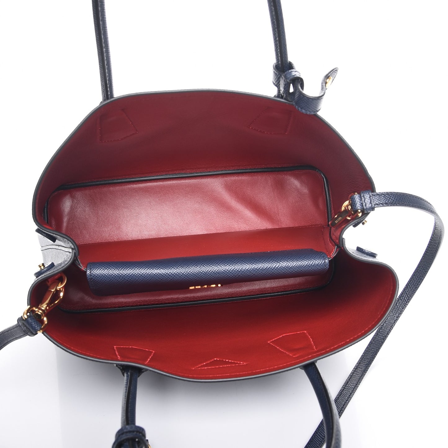 Saffiano Cuir Small Double Bag Baltico Fuoco