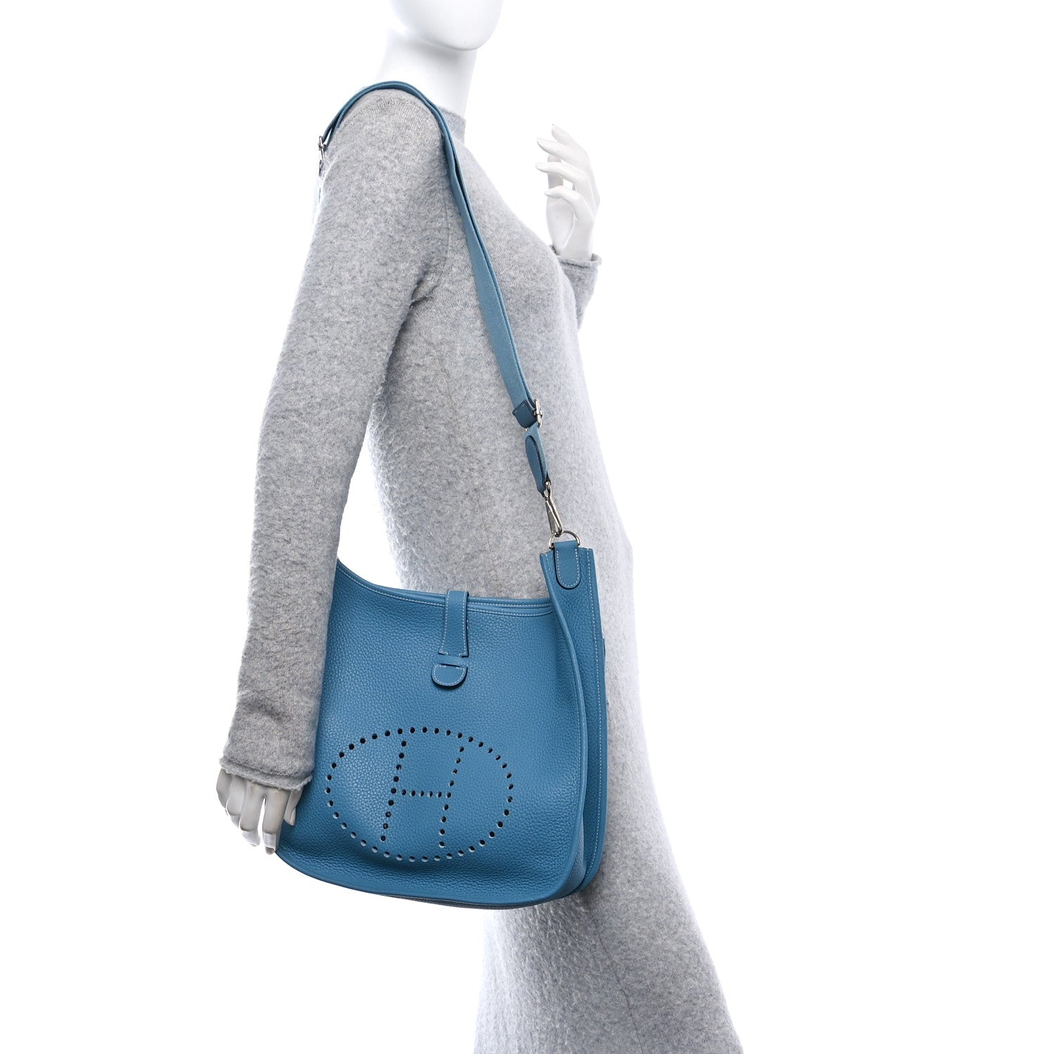 Hermes Taurillon Clemence Evelyne III GM Blue Jean 2 of 10