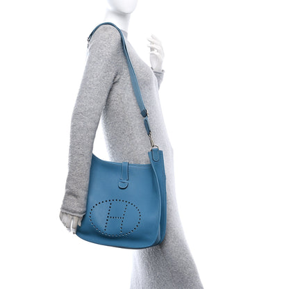 Hermes Taurillon Clemence Evelyne III GM Blue Jean 2 of 10