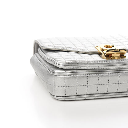 Celine Laminated Calfskin Quilted Medium C Bag Silver 6 of 8