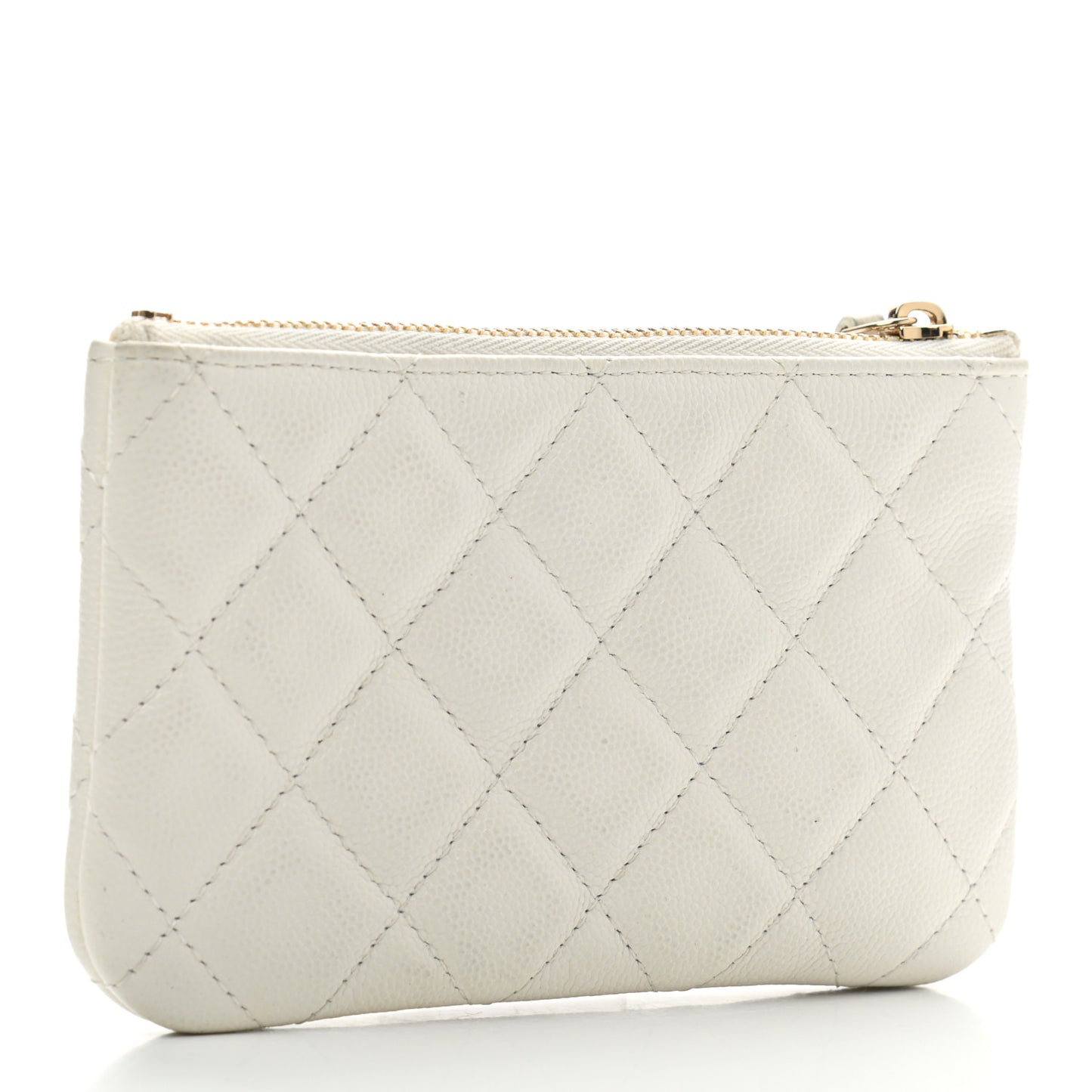 Caviar Quilted Small Cosmetic Case White