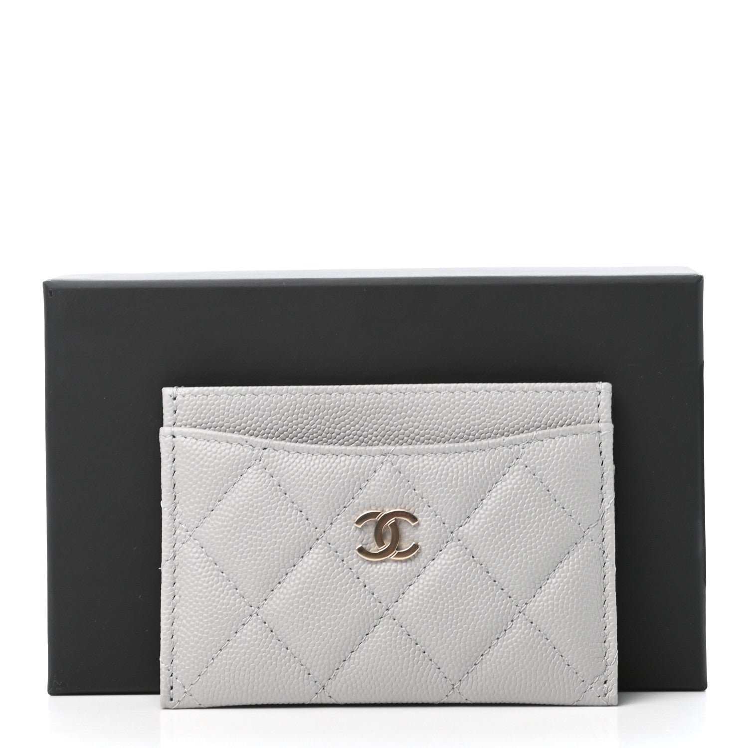 Chanel Caviar Quilted Card Holder Grey 9 of 9