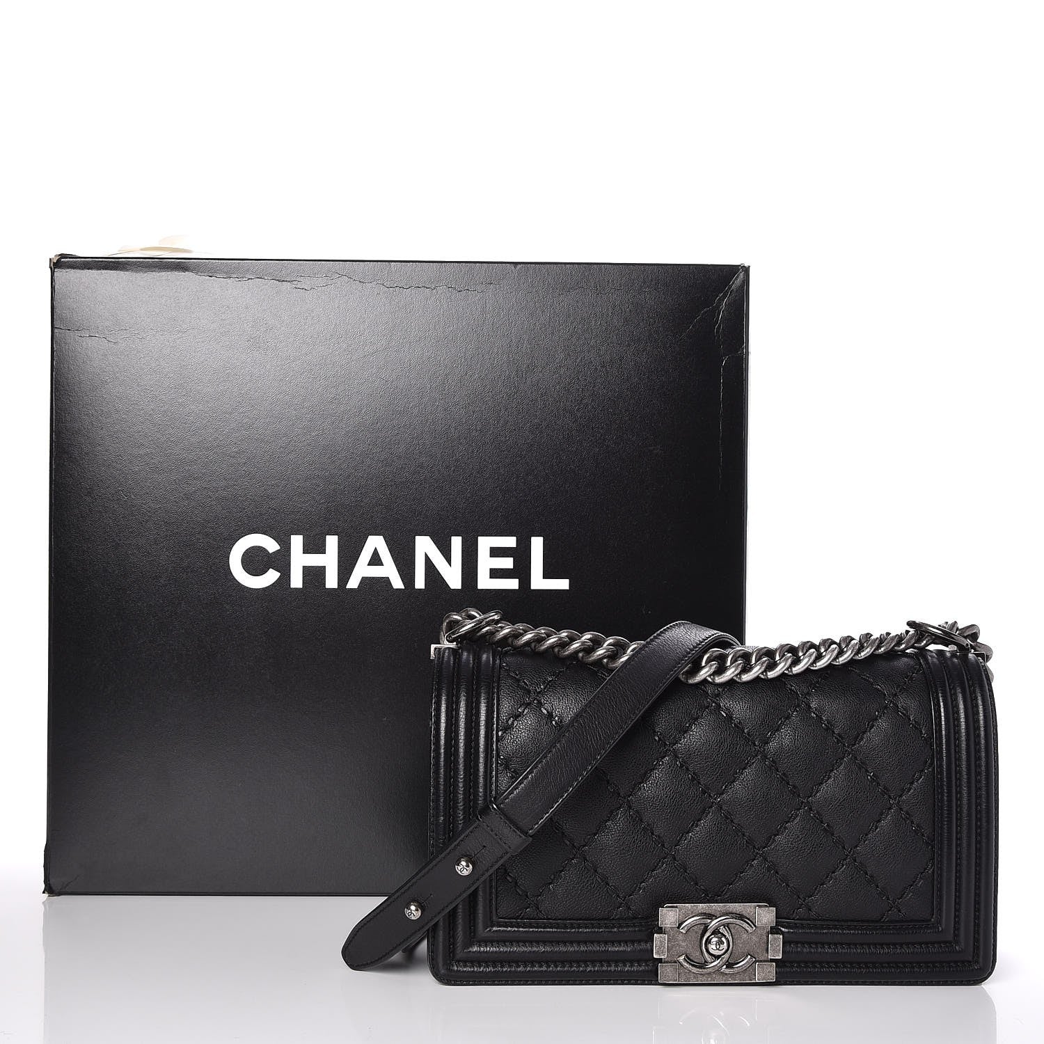 Chanel Calfskin Double Stitch Medium Boy Flap Black 9 of 9