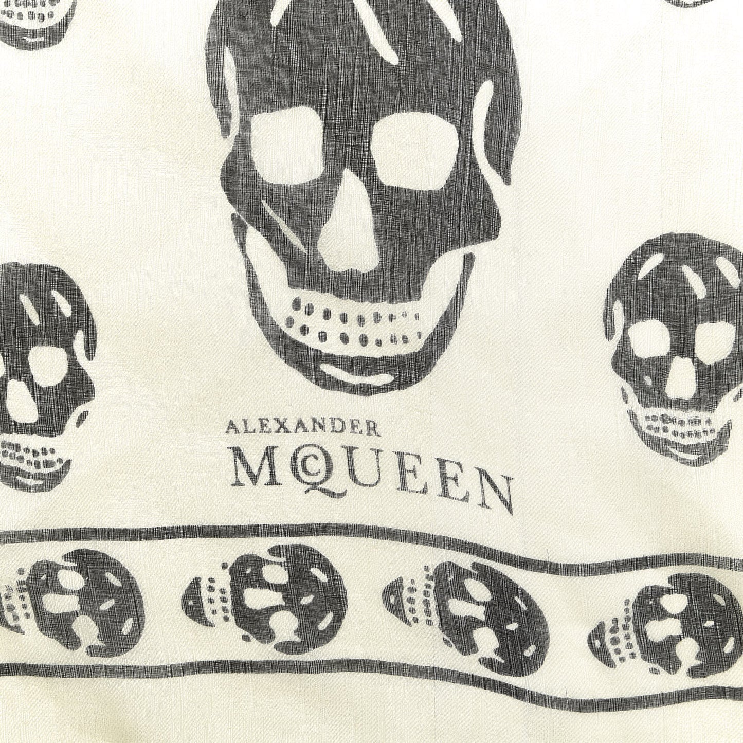 Silk Chiffon Skull Scarf Ivory Black