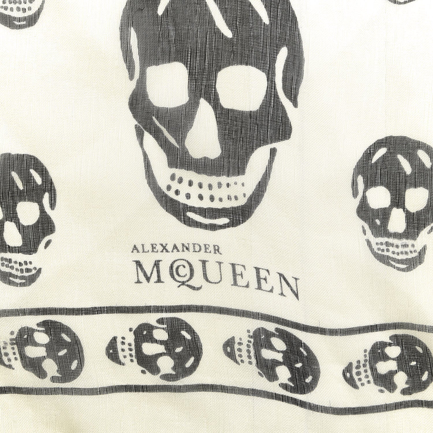 Alexander McQueen Silk Chiffon Skull Scarf Ivory Black 2 of 3