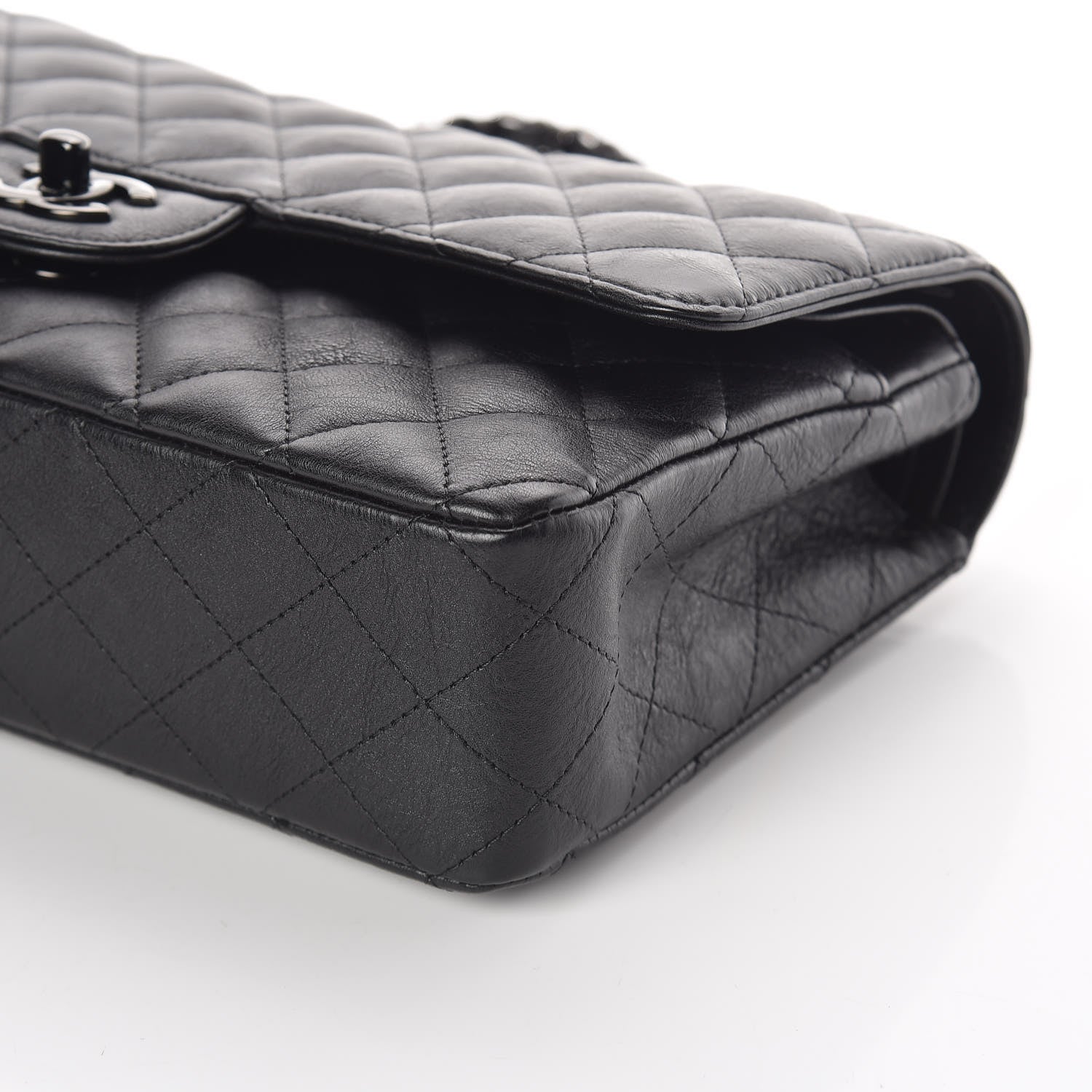 Chanel Crumpled Calfskin Quilted Medium Double Flap So Black 6 of 12