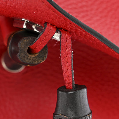 Gucci Pebbled Calfskin Medium Bamboo Daily Flap Shoulder Bag Red 11 of 11