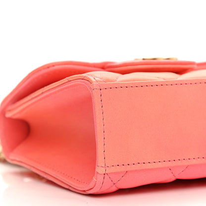 Chanel Lambskin Quilted Ombre Top Handle Flap Clutch With Chain Rose 10 of 12