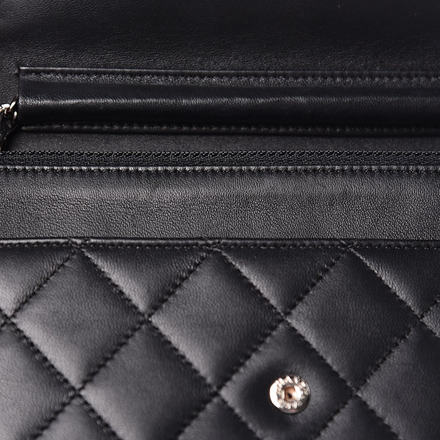 Chanel Lambskin Quilted Wallet On Chain WOC Black 11 of 13