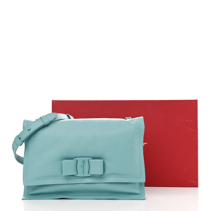 Salvatore Ferragamo Calfskin Small Viva Bow Shoulder Bag Tyrone Turquoise 11 of 11